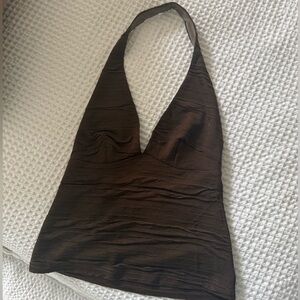 Brown Halter Neck Top